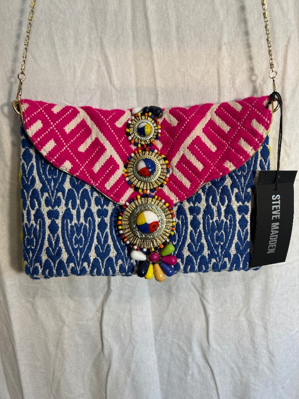 Steve Madden BZADA Multi Clutch w/optional goldstone chain, NWT